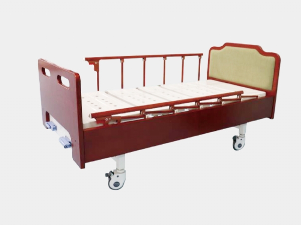 實(shí)木軟包床頭沖孔 雙搖床